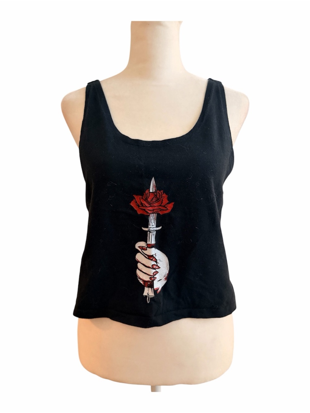 Moldie Goldie’s Black Graphic Rose Dagger Tank Top - Women's